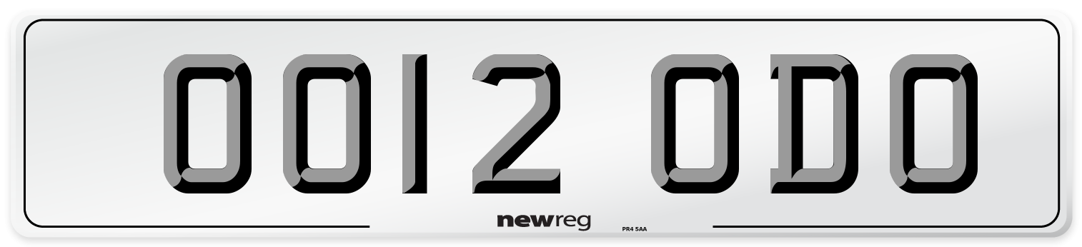 OO12 ODO Number Plate from New Reg